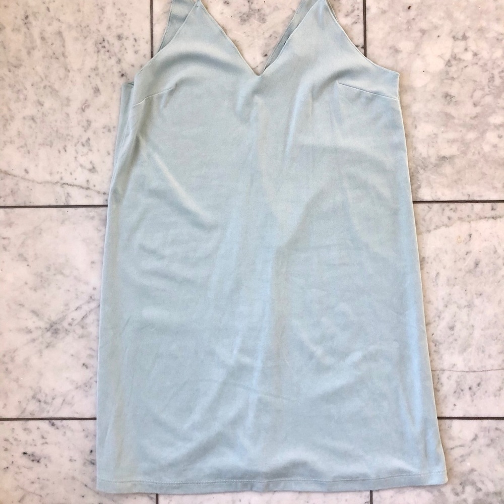 Forever 21 Velour Blue Mini Slip Dress